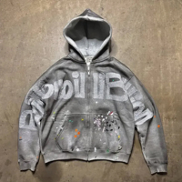 Fabricant de vêtements de rue à fermeture éclair, sweats à capuche en coton éponge brodés de haute qualité, personnalisés pour hommes