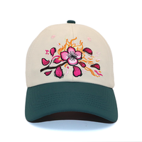 Casquette de baseball personnalisée en sergé brodé motif fleur de cerisier Sakura, ajustable, pour femme, style streetwear, vente en gros, OEM
