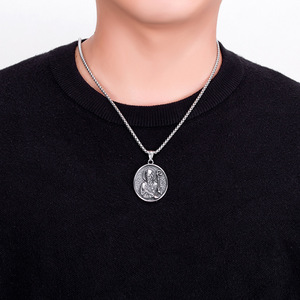 도매 진주 체인 목걸이 처녀 예수 펜던트 목걸이 티타늄 스테인레스 스틸 목걸이 남자 - Product Image 5