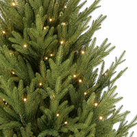 Sapin de Noël artificiel pré-éclairé en PE PVC, 7 pieds, luxe, toucher réaliste, avec lumières LED et base métallique pliable