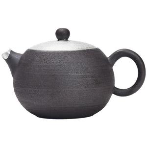 Tetera Redonda de Cerámica Gruesa de Arcilla Negra con Tapa y Filtro, Estilo Kung Fu, Individual, con Detalles Plateados - Product Image 5
