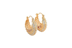 เครื่องประดับทองเคลือบลามิเนต จอยเอเรีย ต่างหูห่วงทองแดงกลวง ชุบทอง 18k เครื่องประดับแฟชั่นสำหรับขายส่ง ต่างหูผู้หญิง - Product Image 2