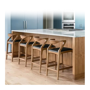 <span class=keywords><strong>Taburete</strong></span> de Madera para Cafetería, Restaurante, <span class=keywords><strong>Cocina</strong></span> o Barra, con Cojín <span class=keywords><strong>Blanco</strong></span> y Reposabrazos Altos - Product Image 1
