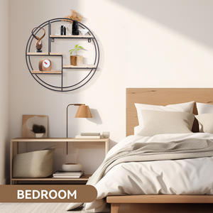 Decorative Wall Mounted Waterproof Space-Saving Storage Shelf Multipurpose Home Organizer Wooden Metal Bathroom/Living Room - Product Image 2