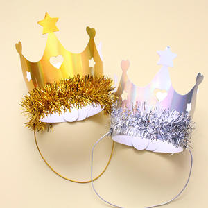 DAMAI Vente en gros de couronnes à pampilles dorées et argentées, chapeaux d'anniversaire, accessoires de tête en <span class=keywords><strong>papier</strong></span> pour enfants et adultes, fournitures de décoration pour les rassemblements et les fêtes - Product Image 1
