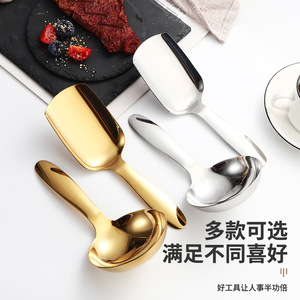 304 Stainless Steel Ice Scoop <b>Set</b> Round Spoon <b>Square</b> Spatula Short Handle Dessert Soup Scoop Kitchen Utensils - Product Image 4