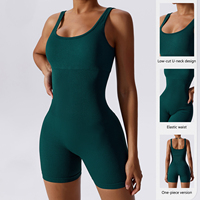 Vente en gros de combinaison de fitness pour femmes combinaison de sport une pièce sans manches legging court de corps couleur unie vêtements de sport combinaison vêtements de sport