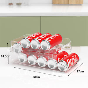 Çift Katmanlı Kutu İçecek Saklama Kutusu Plastik Mutfak Düzenleyici Rafı Bira ve Kola için Buzdolabı Saklama - Product Image 6