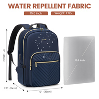 Sac à dos scolaire élégant matelassé LOVEVOOK avec port USB, sac à dos pour ordinateur portable de voyage d'affaires imperméable de haute qualité pour femmes