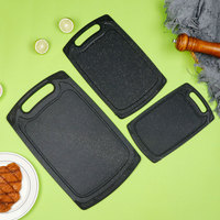 Ensemble de 3 planches à découper en plastique noir et blanc avec texture marbrée, ensemble de planches à découper pour la cuisine