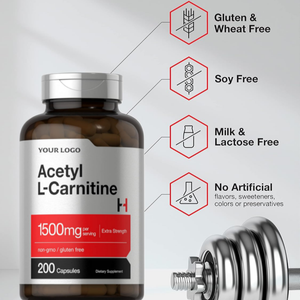 Capsules d'acétyl-L-carnitine OEM, compléments nutritionnels sportifs pour adultes, pour l'exercice, amélioration de l'endurance, énergie, certifié biologique - Product Image 3