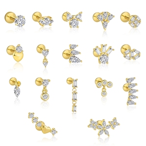 Tốt Nhất Bán 925 Sterling Silver <span class=keywords><strong>18K</strong></span> Vàng Mạ Đồ Trang Sức Thời Trang Tốt Zircon Nhỏ <span class=keywords><strong>Stud</strong></span> Bông Tai Cho Phụ Nữ - Product Image 1