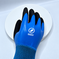 Gants de travail isolants électriques 1000V en latex moussé polyester 13G à double trempage