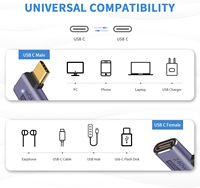 Adaptor USB C 240W PD Sudut Kanan 40Gbps Adaptor Bentuk L 90 Derajat Video 8K 60Hz iPad Thunderbolt 4/3 2Pack 2 Konektor