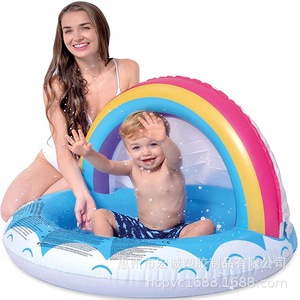 Piscine gonflable arc-en-ciel pour bébé, 37 pouces, PVC, pour jeux aquatiques en extérieur, pour enfants, usage domestique - Product Image 1