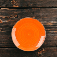 Assiette ronde à motif d'anneaux d'arbre, 16,8 cm - Orange foncé, en porcelaine renforcée, passe au lave-vaisselle et au micro-ondes