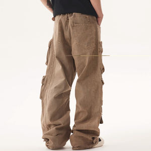 Custom Design Logo Vintage stile Y2K grigio <span class=keywords><strong>tute</strong></span> da <span class=keywords><strong>uomo</strong></span> ampio Camper più tasche pantaloni Cargo da <span class=keywords><strong>uomo</strong></span> - Product Image 3