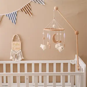 Sheep Star Moon Baby Mobiles Wood Baby Mobile Felt In The Crib For Crib Baby Mobile
