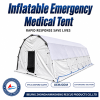 Tente Gonflable Double Couche Quatre Saisons 8x6m (48) en PVC Imperméable à Montage Rapide avec Deux Chambres et Salon pour Secours en Cas de Catastrophe