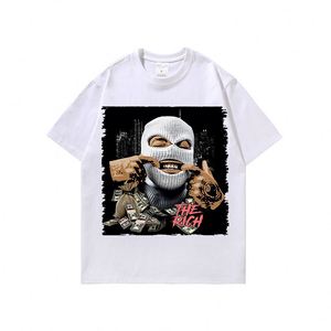 T-Shirt Estiva da Uomo a Maniche Corte con Stampa Digitale Effetto Dipinto Vintage, Lavaggio Vintage e Vestibilità Ampia - Product Image 2