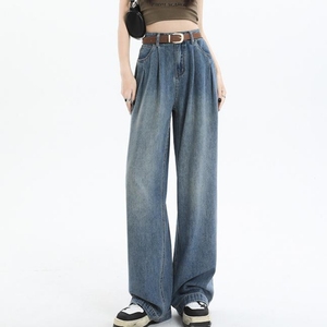 Jeans vintage à jambes larges et taille haute pour femmes, mode décontractée - Product Image 2