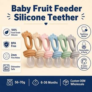 Set de Alimentador de Frutas para Bebés con Asa, 3 Tamaños Diferentes, Diseño de Malla de Silicona, Libre de BPA, para Alimentos Sólidos de 0 a 12 Meses - Product Image 1