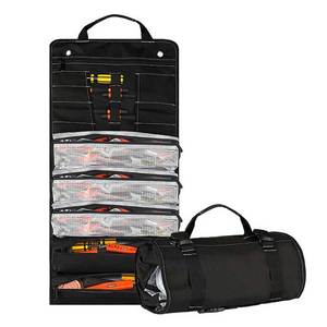 Custo Logo Waterproof Portable Multi-Pocket Maintenance <b>Roll</b>-Up <b>Tool</b> Storage <b>Bag</b> Transparent PVC Pockets 50LB Capacity Hanging - Product Image 1