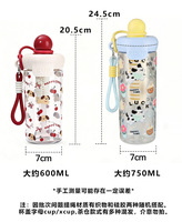 JM Gobelet en plastique flottant anti-fuite, grande capacité, portable, avec paille intégrée, pour thé aux perles, design cartoon de haute qualité
