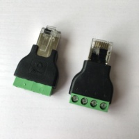 Adaptateur convertisseur Ethernet RJ45 8P8C mâle vers bornier à vis 4 broches pour CCTV