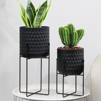 Ensemble de deux supports de plantes en métal noir supports de fleurs supports de plantes modernes pour pot de fleur salon intérieur