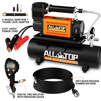 ALL-TOP Compresseur d'Air Portable 12V Robuste pour SUV 4x4, Véhicules et Pneus de Camions Max 150PSI, avec Kit Réservoir de 6L pour Tout-Terrain