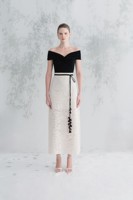 Jupe femme noire et beige A-ligne JENA jupe midi coton bio fleur dentelle tissu élégant intemporel deux pièces ensemble blanc ANT