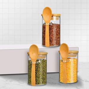 Hũ thủy tinh YOLOWE HOME 10oz có nắp tre, thiết kế hiện đại, hộp đựng thực phẩm cho nhà bếp, đựng mì ống, bánh quy, có thể tùy chỉnh, dùng cho tiệc tùng - Product Image 4