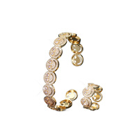 Ensemble bracelet et bague unisexe de luxe en cuivre serti de zircons, style Hip-Hop Euro-Américain, tendance, polyvalent et ouvert