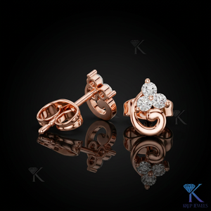 Lab Grown Diamond Abstract Swirl <b>Stud</b> Earrings 3 Stone Cluster 14K/18K Solid Gold Women's Jewelry Wedding Party Anniversary Gift - Product Image 2