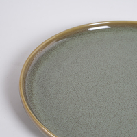 YAYU haute température glaçure entrée vaisselle rustique en céramique fine à manger plats ronds four vert assiettes en porcelaine pour Restaurant