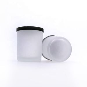 Vente en gros de 4oz 8 10 14 bocaux et bouteilles à bougie en verre dépoli blanc noir avec couvercle en bois pour la fabrication de cire de soja parfumée - Product Image 3