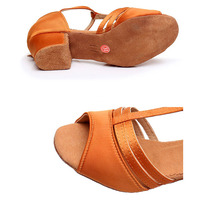 Zapatos de Baile Latino para Niñas, de Satén con Punta Abierta y Tacón Bajo, para Salsa, Tango y Práctica, con Suela de Gamuza