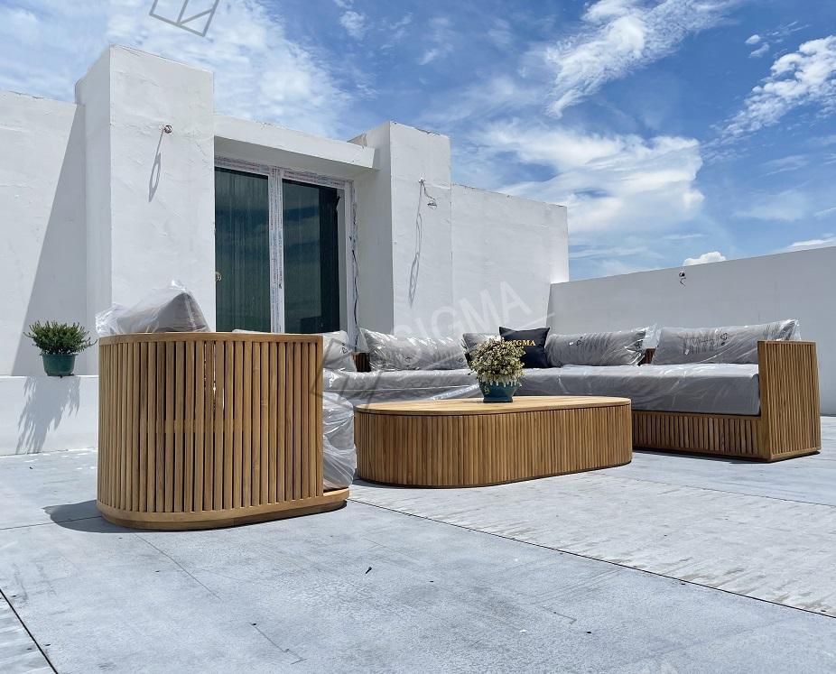 Outdoor Furniture Set Garden Sofa Set Furniture Sectional Sofa Teak Wood Patio Furniture Tables Garden Wooden Sofa