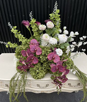 Composition florale artificielle personnalisée PPS, boule florale bordeaux, idéale pour la décoration de table de mariage et d'événements – Meilleure vente