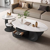 Table basse ovale en pierre avec espace de rangement, durable, écologique, design moderne, meubles de salon pour petites maisons