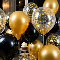 Kit de ballons en latex à paillettes rondes noires et dorées, 60 pièces/ensemble, durables, pour la décoration de mariages, anniversaires, festivals et de la pièce.