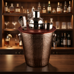 Juego de barra de cubo de vino martillado Premium de acero inoxidable con un elegante diseño clásico - Product Image 4