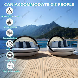 Hôtel moderne <span class=keywords><strong>de</strong></span> luxe avec <span class=keywords><strong>jardin</strong></span> et chaise longue Bali Sofa d'extérieur en fibre <span class=keywords><strong>de</strong></span> verre au bord <span class=keywords><strong>de</strong></span> la piscine Chaise longue avec coussin et <span class=keywords><strong>plateau</strong></span> <span class=keywords><strong>de</strong></span> <span class=keywords><strong>table</strong></span> - Product Image 2