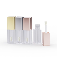 Choebe personnalisé nouveau 4.4ml luxe carré Transparent vide brillant à lèvres Tube conteneur emballage bouteille de brillant à lèvres avec couvercle en or