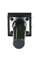 Interruptor Táctil DIN 12x12mm PCB Nylon Tipo Grande 04P DIP Derecho H=18mm Vástago Negro