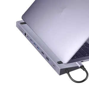 HUB con USB 2.0 3xUSB 3.0 HDM I VGA RJ45 PD lettore di schede SD/TF Jack da 3.5mm adattatore 11 In 1 tipo C supporto per Laptop