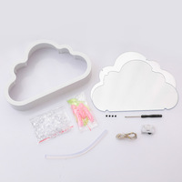 Miroir à nuage fait main, lumière tulipe, fleur artificielle 3D, cadeau créatif, Tunnel, décoration de chambre à coucher, lampe de nuit de table à Led