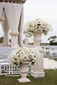Maceta <span class=keywords><strong>de</strong></span> Plástico Blanca con Borde Festoneado Estilo Griego, Urna para Plantas, Florero - Product Image 5