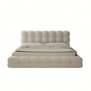 Cotton Candy Lambskin Velvet Upholstery Eco-Friendly <b>Oak</b> <b>Frame</b> Box Spring Full Size Modern Simple Bunk Bed WL Model 8456 - Product Image 4